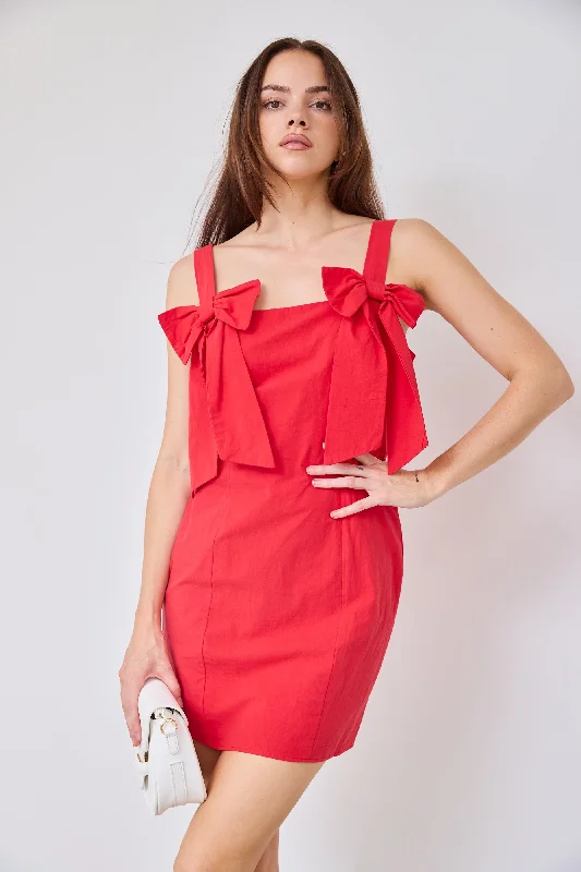 SALE - Delilah A Line Bow Mini Dress Elegant Mini Dress with Ruffles