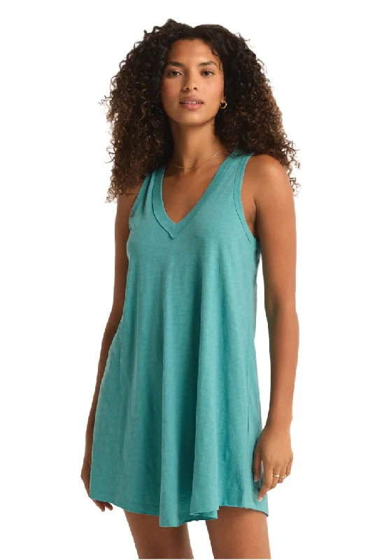 Maddox Mini Dress Cabana Teal Fashionable Lace-Trim Mini Dress