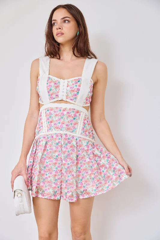 SALE - Mila Floral Mini Dress Comfortable Linen Mini Dress