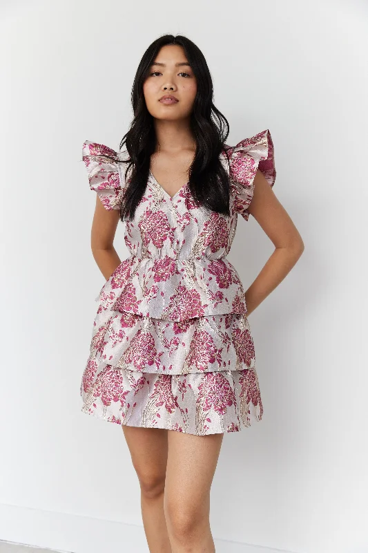 SALE - Robyn Ruffle Detail Tiered Mini Dress Trendy Wraparound Mini Dress