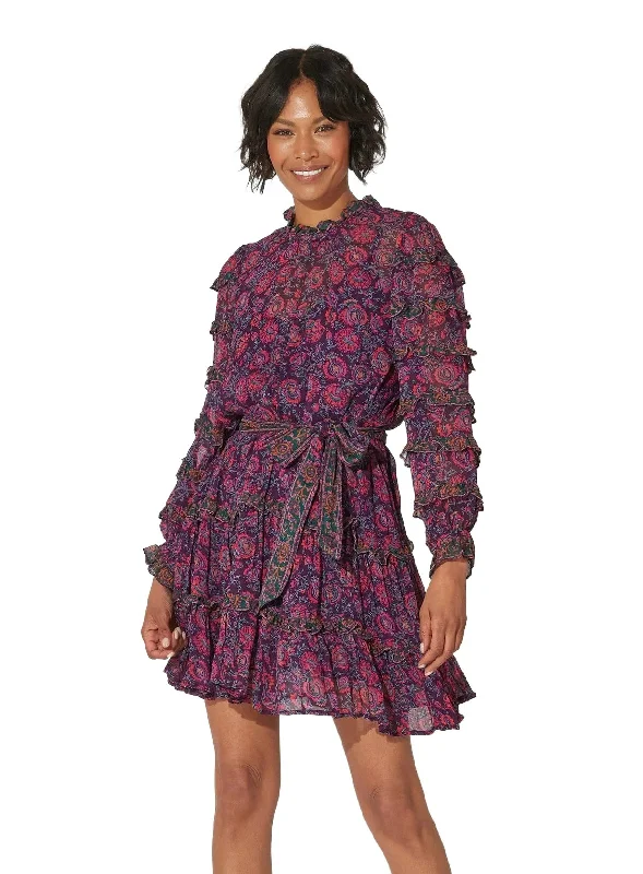 Rosalia Mini Dress- Bordeaux Floral Elegant Lace Mini Dress