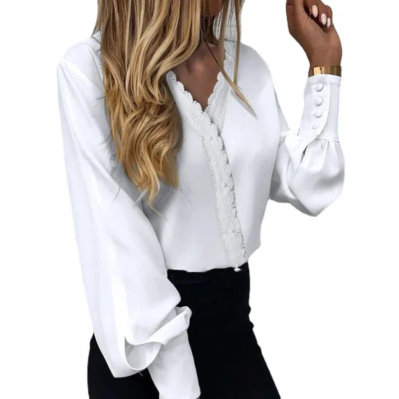 2024 Europe and the United States Spring and Summer New Women's Fashion Printed lace Casual Shirt Modern Short Sleeve Top