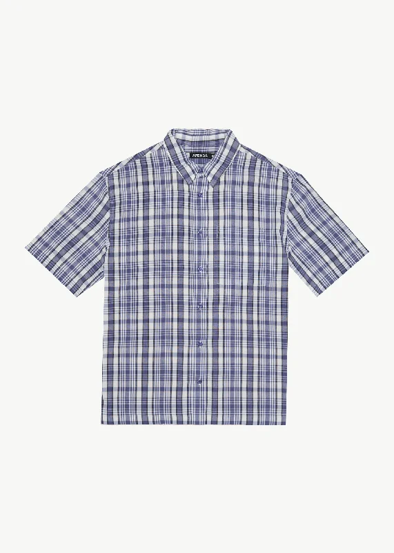 AFENDS Mens Check Out - Short Sleeve Shirt - Marlin Elegant Button-Down Short Shirt