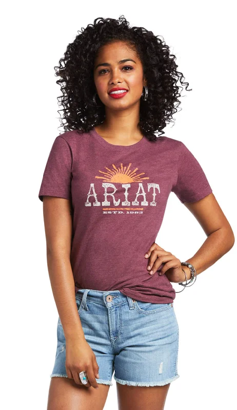 Ariat women tee shirt - Amarillo (burgundy heather) Classic Denim Short Sleeve