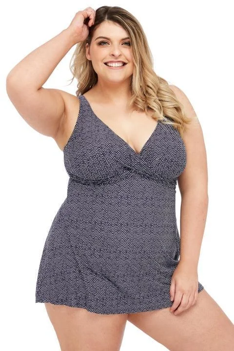 Artesands AT17233ZZ Navy Multicup Swim Dress Fun Pattern Swimsuit