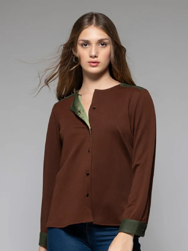 Autumn Shirt Trendy Button-Front Short Sleeve