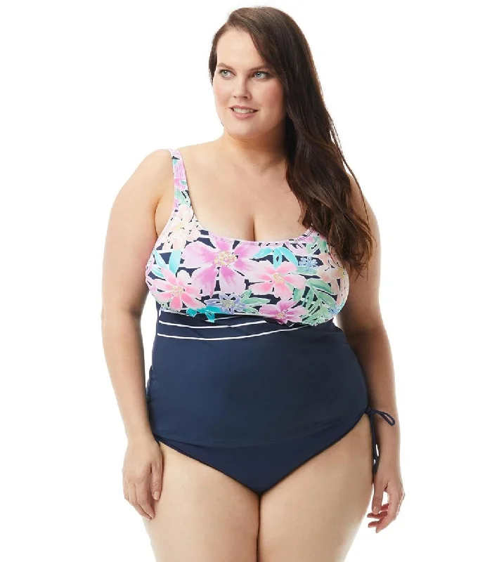 Beach House Plus Size Between The Lines Julie Tankini Top Admiral Bold Swimsuit Design