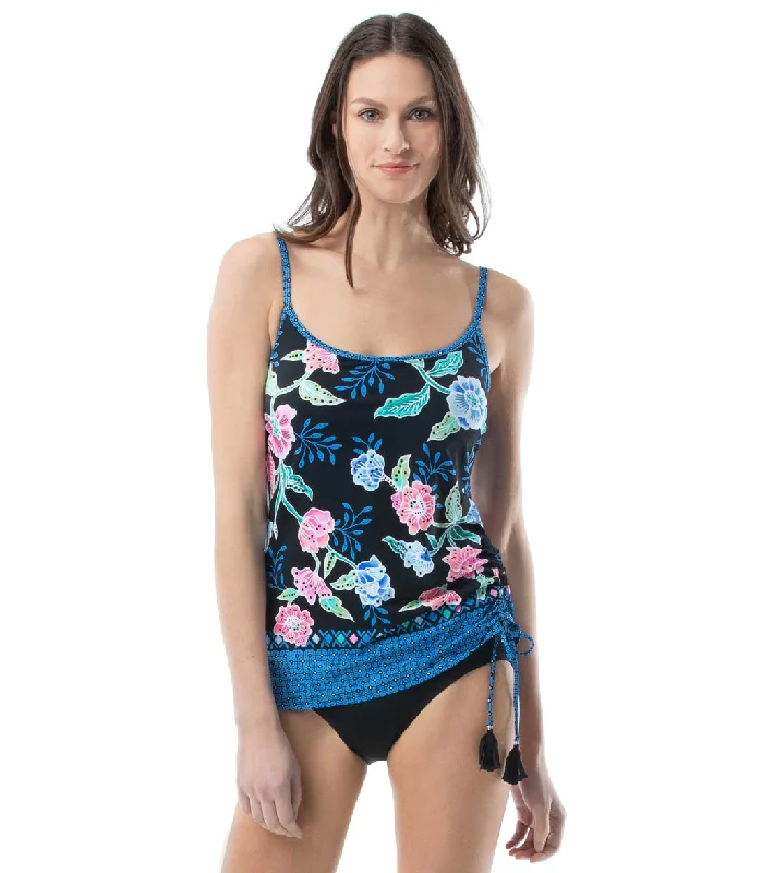 Beach House Women's Floral Fantasy Bridget Tankini Top Blk Multi Classic Two-Piece Bikini