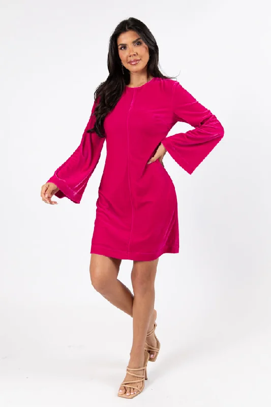 Bold As Love Pink Crushed Velvet Back Detail Mini Dress Comfortable Linen Mini Dress