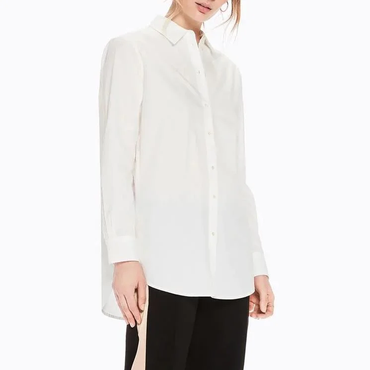 Boyfriend Shirt (White) Classic V-Neck Short Shirt