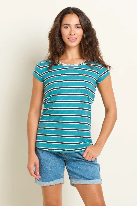 Bridport Stripe Tshirt Stylish Split-Hem Short Shirt