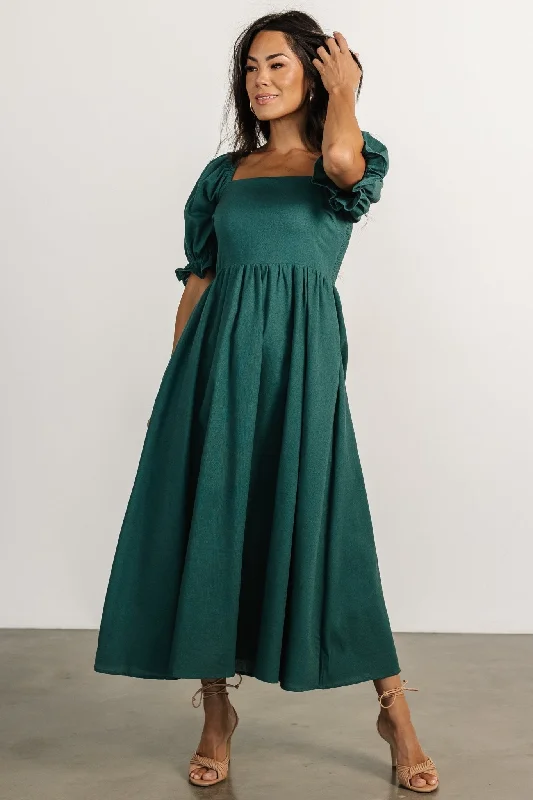 Britton Midi Dress | Evergreen Elegant Satin Slip Midi Dress