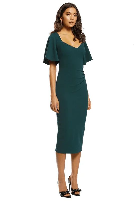 BUY IT PASDUCHAS Marquise Midi Dress (Pine Green) Elegant Satin Slip Midi Dress