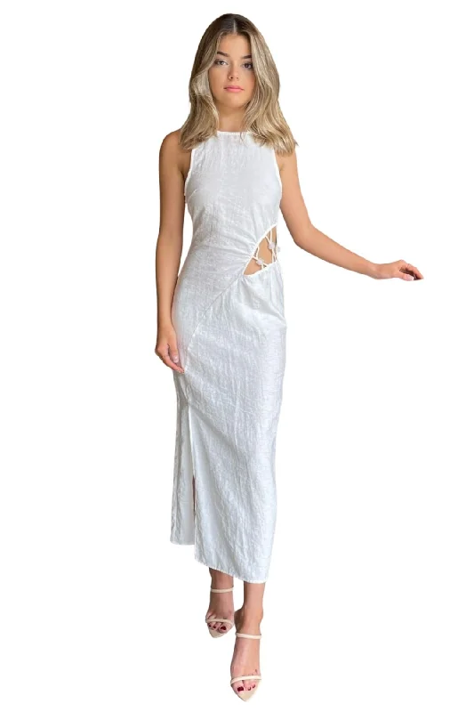 BUY IT SUBOO Astrid Resin Midi Dress (Ivory) Comfortable Ruched Midi Dress