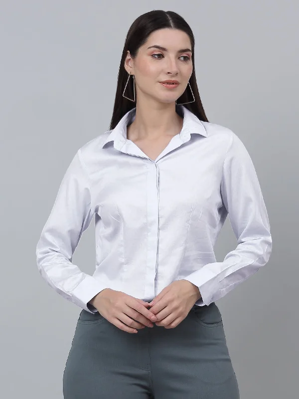 Women's Formal Slim Fit White Regular Full Sleeve  Shirt Relaxed Fit Short Tunic