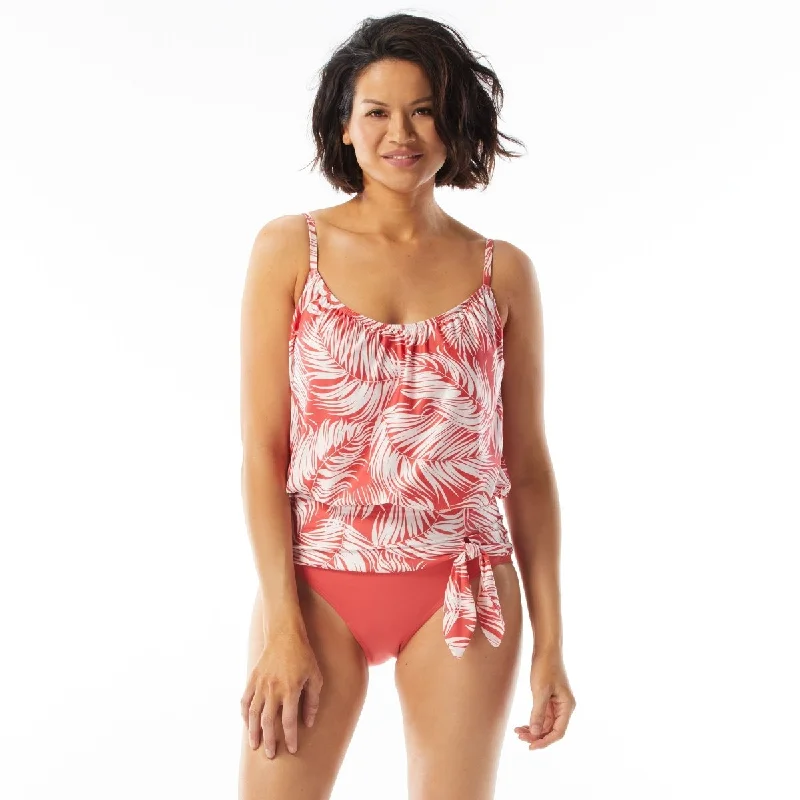 COCO CONTOURS  JEM FEATHER PALM PRINTED BLOUSON TANKINI BLOOM Bold High-Cut Bikini