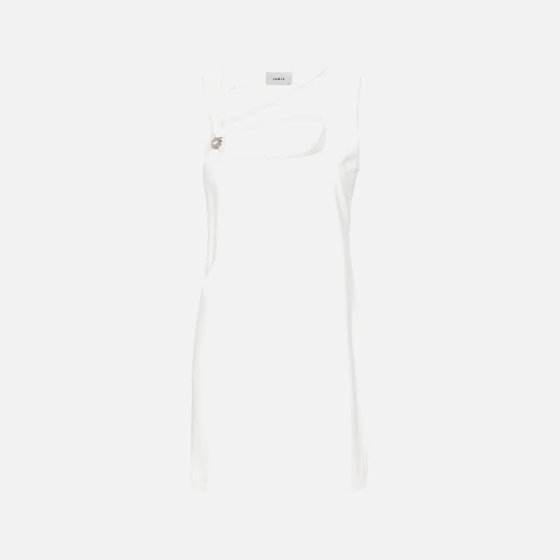 Coperni Cut Out Mini Dress - White Comfortable Smocked Mini Dress