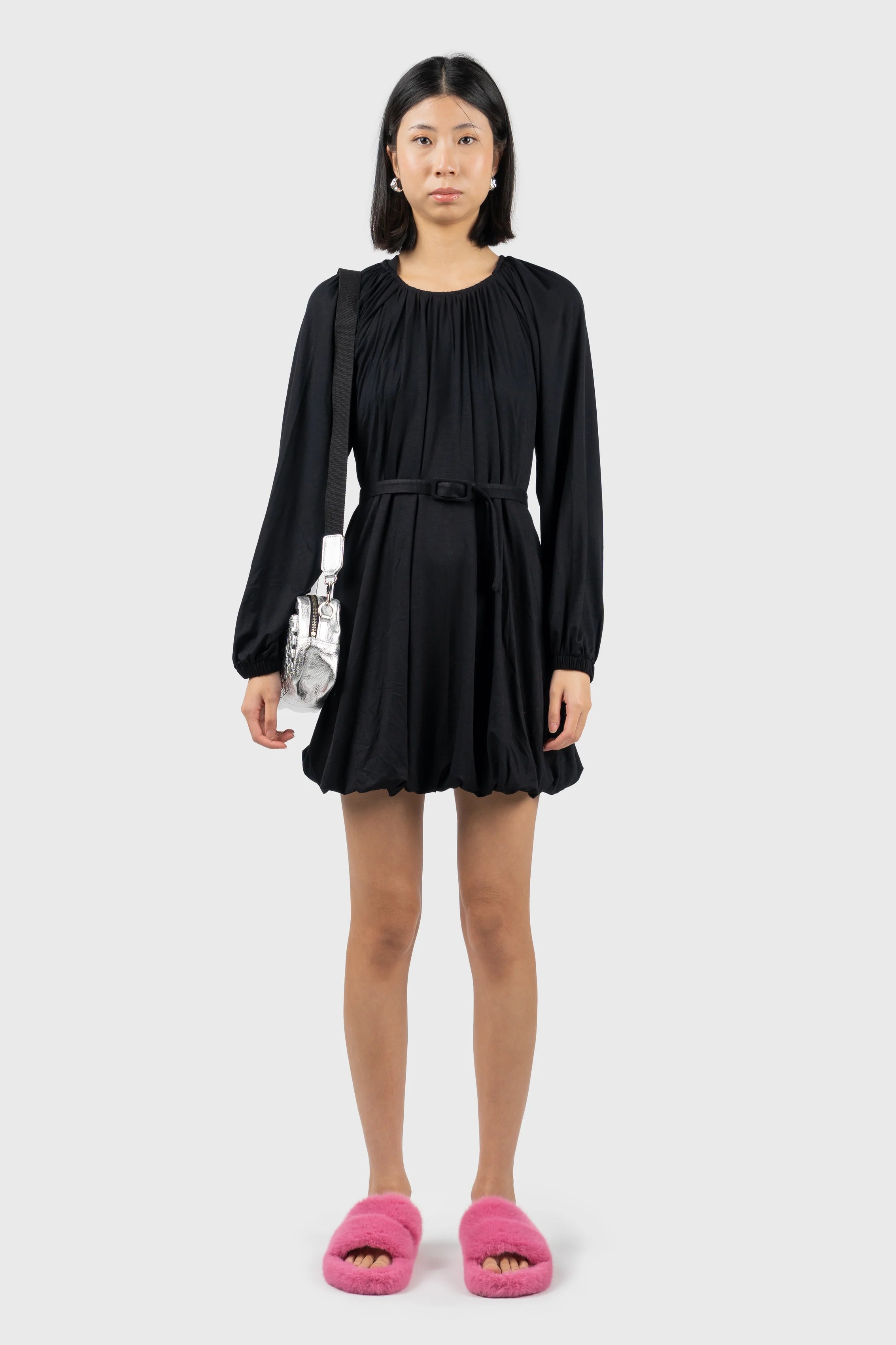 Draped Jersey Mini Dress Casual Button-Up Mini Dress