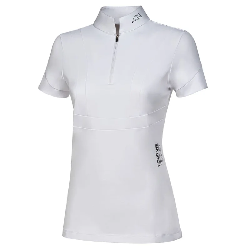 Equiline Ladies Short Sleeved Competition Shirt Cressidyc White Fashionable Pleated Short Shirt