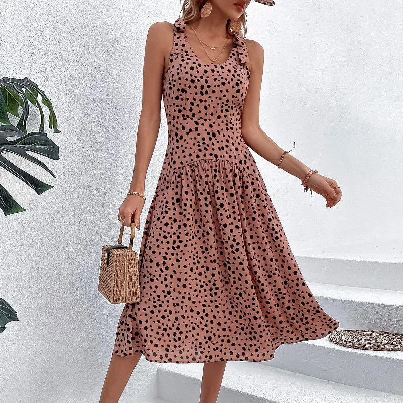 Esther Dot Print Midi Dress Stylish Vintage Midi Dress