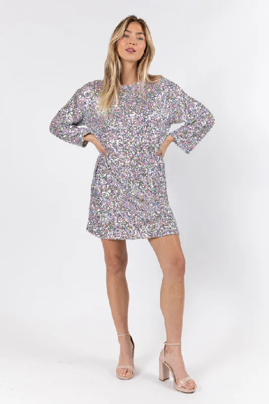 In A New Light Multi Sequin Mini Dress Stylish Floral Print Mini Dress