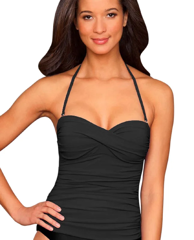 Kallure Twist Front Bandeau Tankini Top Strap Bikini Set