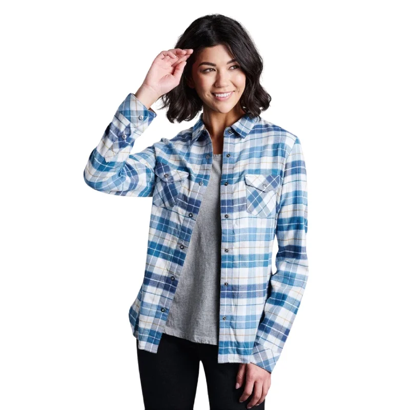 Kuhl Women's Tess Flannel Long Sleeve Shirt - Dusty Blue Fashionable Sheer Short Shirt