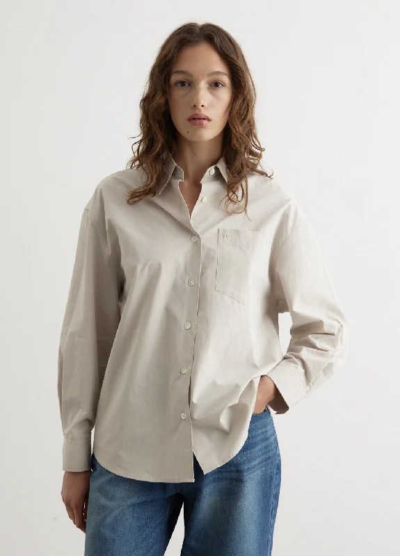 LC Cotton Shirt Elegant Draped Short Sleeve