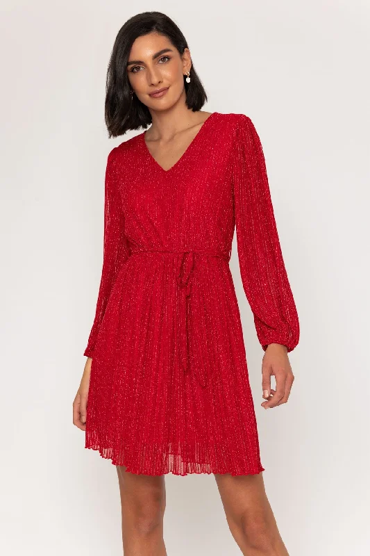 Long Sleeve Freya Mini Dress in Red Chic Sleeveless Mini Dress