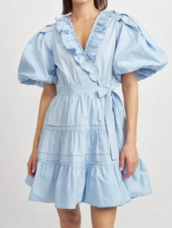 Lorena Mini Dress In Sky Blue Cozy A-Line Mini Dress