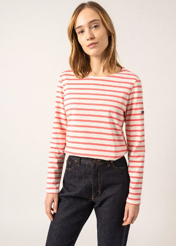 Minquidame striped sailor shirt - regular fit, in light cotton (ECUME/DOLY) Cozy Printed Short Shirt