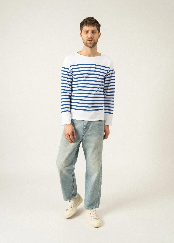 Naval authentic striped sailor shirt - in combed cotton (NEIGE/GITANE) Modern Fit Short Sleeve