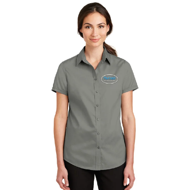 Port Authority Ladies SuperPro Twill Short Sleeve Shirt Soft Flowing Short Shirt