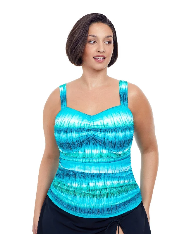 Profile By Gottex Aqua Fresco Plus Size Shirred Underwire Tankini Top Strapless Swimsuit Top