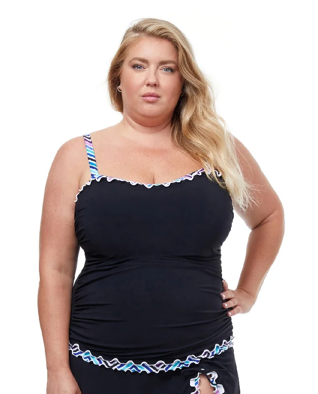 Profile By Gottex Tempo Plus Size Sweetheart Underwire Tankini Top Modern High-Waisted Swimsuit