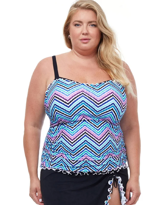 Profile By Gottex Tempo Plus Size Sweetheart Underwire Tankini Top Plunge Neckline Swimsuit