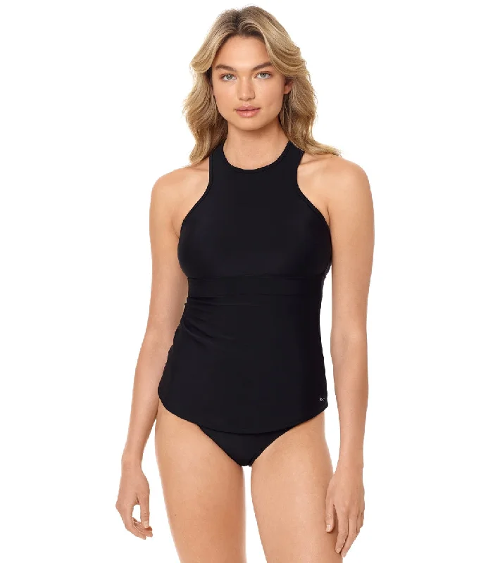 Reebok Women's Solid Tankini Top Black Timeless Black Bikini