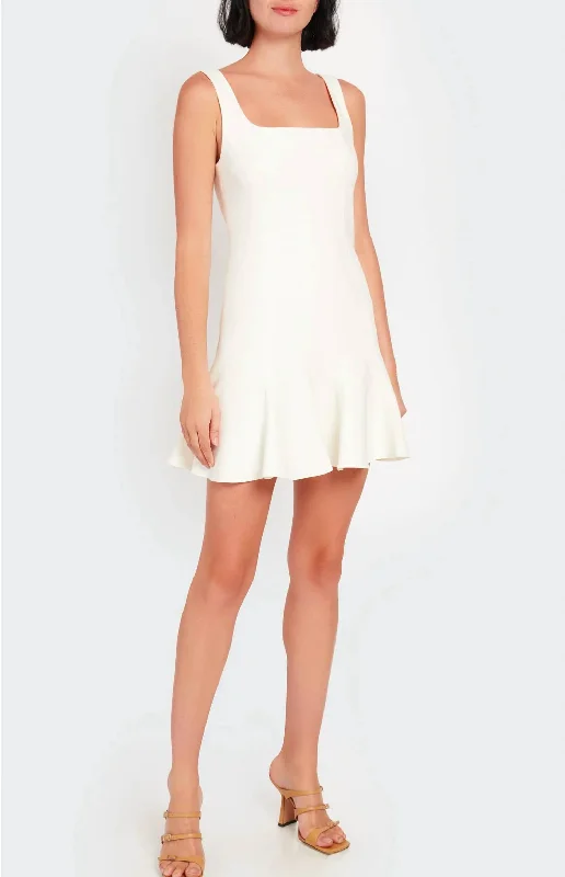 Reeve Mini Dress In Ivory Cozy Ribbed Mini Dress