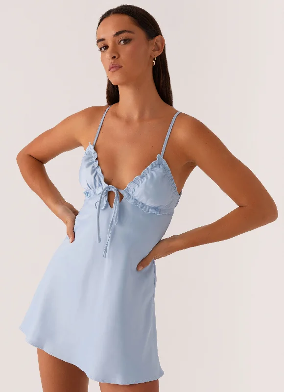 Richie Mini Dress - Blue Trendy Camisole Mini Dress