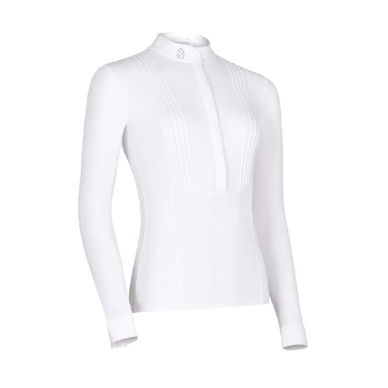 Samshield Ladies Long Sleeved Competition Shirt Sophia White Comfortable Knit Short Shirt