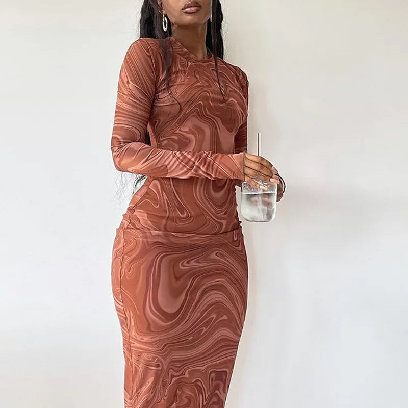 Satin Autumn Winter Elegant Birthday Club Fit Midi Dresses Cozy T-shirt Midi Dress