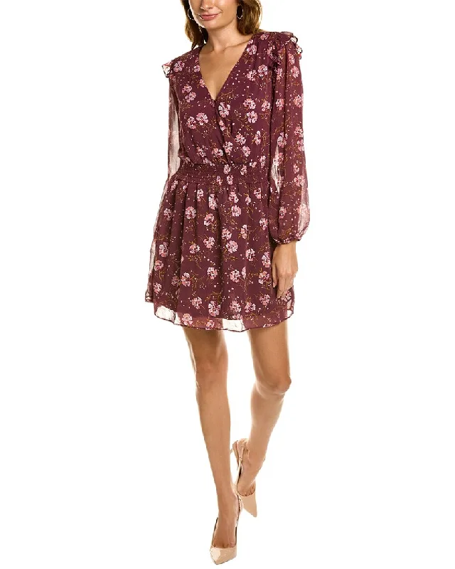 Socialite Puff Sleeve Surplice Mini Dress Comfortable Wrap Mini Dress