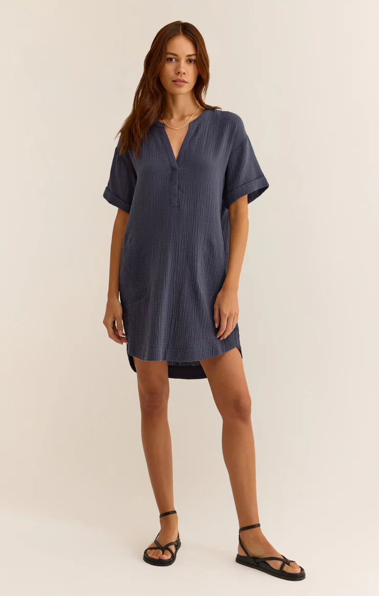 Talia Gauze Mini Dress Casual Button-Up Mini Dress