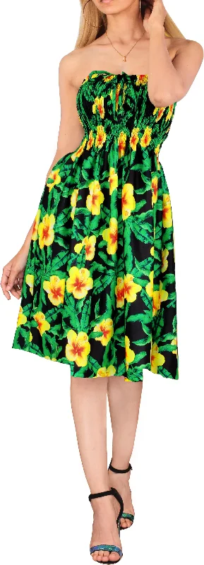 HAPPY BAY Tropical Hawaiian Forest Women's Tube Dress Floral Print Beachwear Palm Trees Maxi Skirt Female Swimsuit Coverup Sporty Swim Shorts