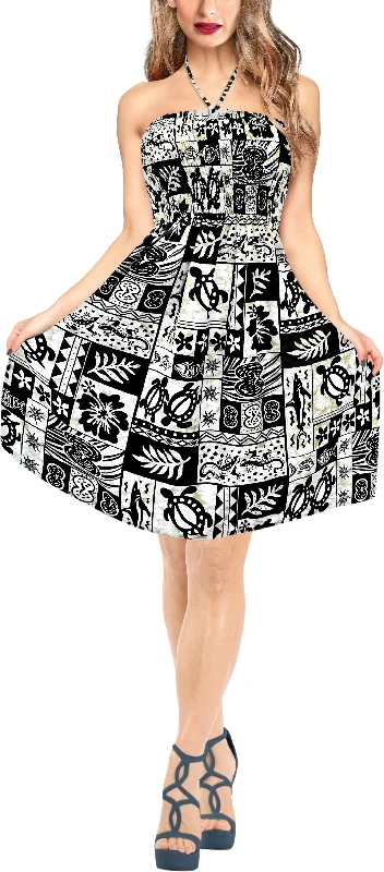 LA LEELA Tropical Print Tube For Women Beachwear Hawaiian Female Tube Dress Maxi Skirt Swimsuit Coverup Sleek Full Coverage