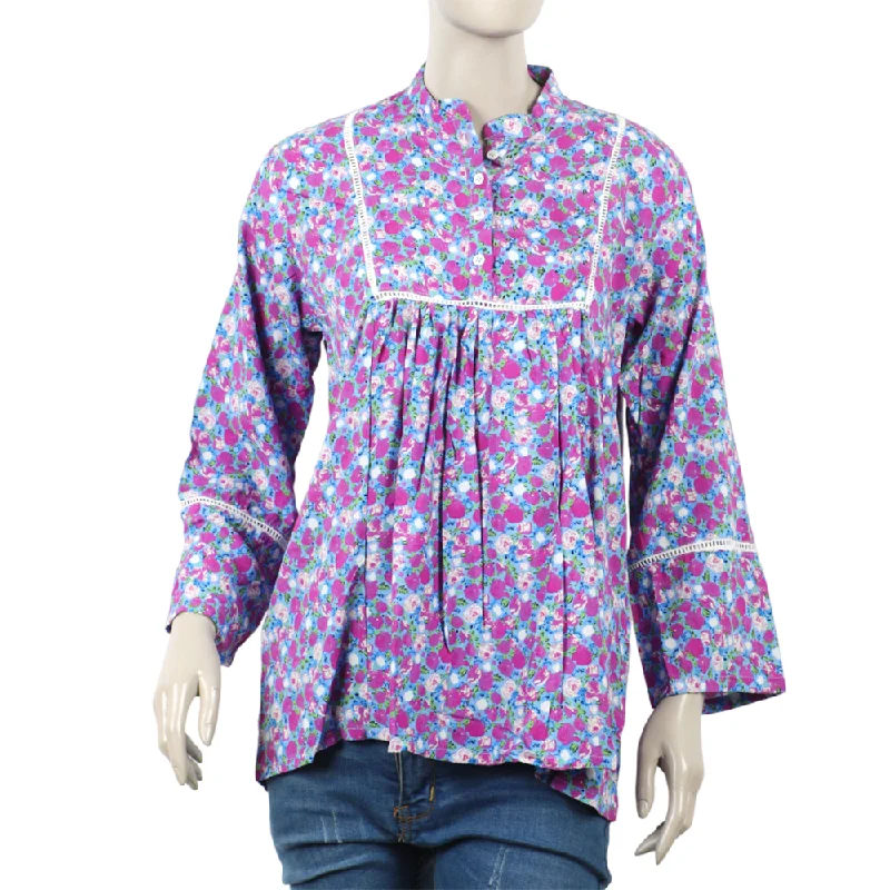 Women's Casual Shirt - Purple Casual Oversized Short Shirt