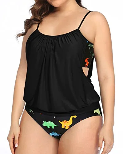 Maternity Swimwear Tankini Swimsuits Shorts Plus Size-Colorful Dinosaur Solid Color Swimsuit