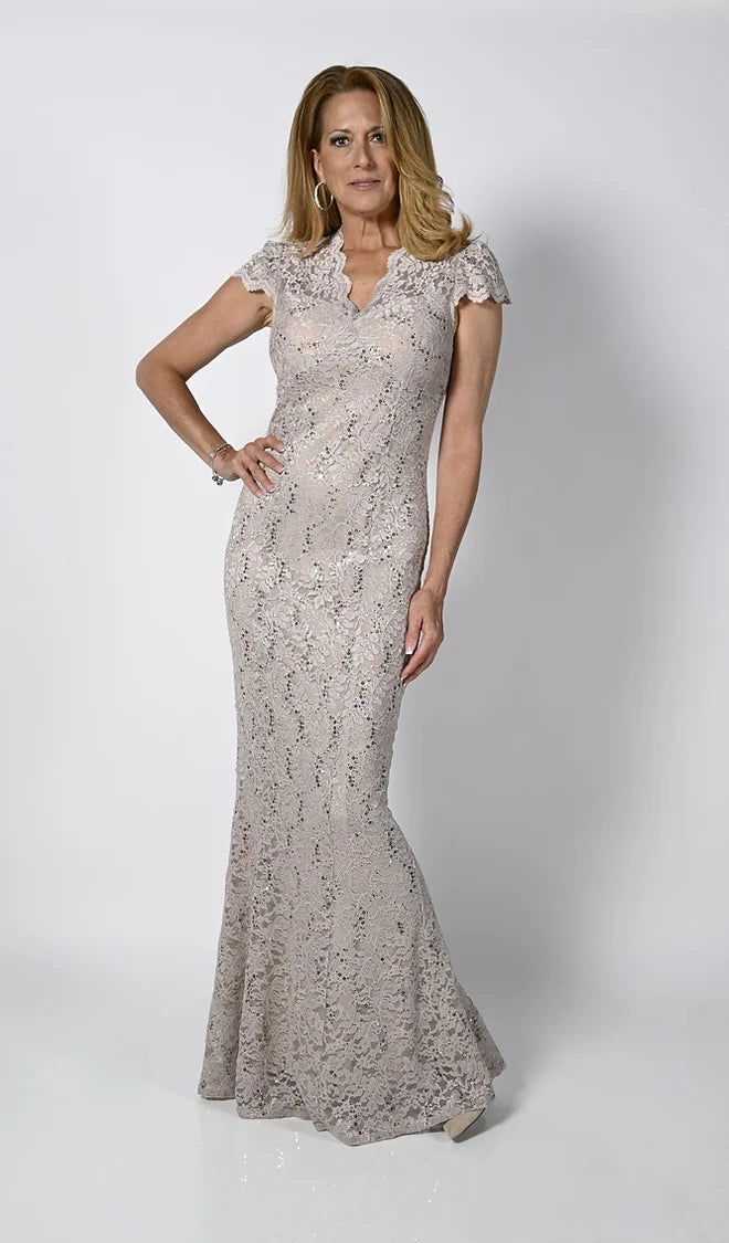 Champagne Lace Maxi Dress Comfortable Plunging Neckline Maxi Dress