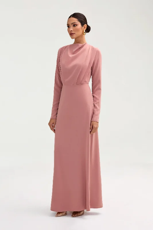 Abrar Maxi Dress - Blush Fashionable Button-Down Maxi Dress