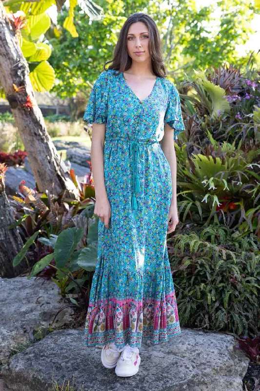 Annette Maxi Dress Boho Comfortable Maxi Dress with Sleeves